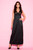 Long Satin and Lace V-Neck Gown