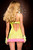 Neon Two-Tone Ruffle Trim Cutout Back Lace Chemise Neon Two-Tone Ruffle Trim Cutout Back Lace Chemise