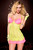 Neon Two-Tone Ruffle Trim Cutout Back Lace Chemise Neon Two-Tone Ruffle Trim Cutout Back Lace Chemise