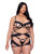 Ebony Rose Lace & Tulle Strappy Bra, Chaps & G-String Set