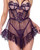 Eyelash Lace & Tulle Balconette Babydoll & G-String Set