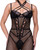 Fishnet & Faux Leather Footless Strappy Catsuit