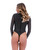 Rhinestone High Neck Long Sleeve Thong Bodysuit