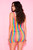 Shredded Straps Rainbow Striped Net Mini Dress