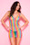Shredded Straps Rainbow Striped Net Mini Dress
