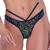 Sequined Fishnet Strappy Ruched Bikini Bottoms