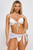 Ruffled Tie Front Thong Bikini and Mesh Sarong Set