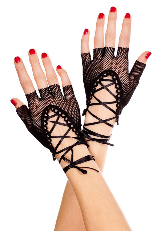 Lace-Up Fingerless Gloves