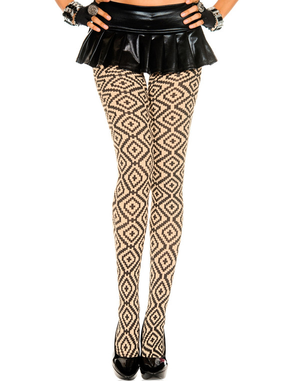 Tribal Print Opaque Pantyhose