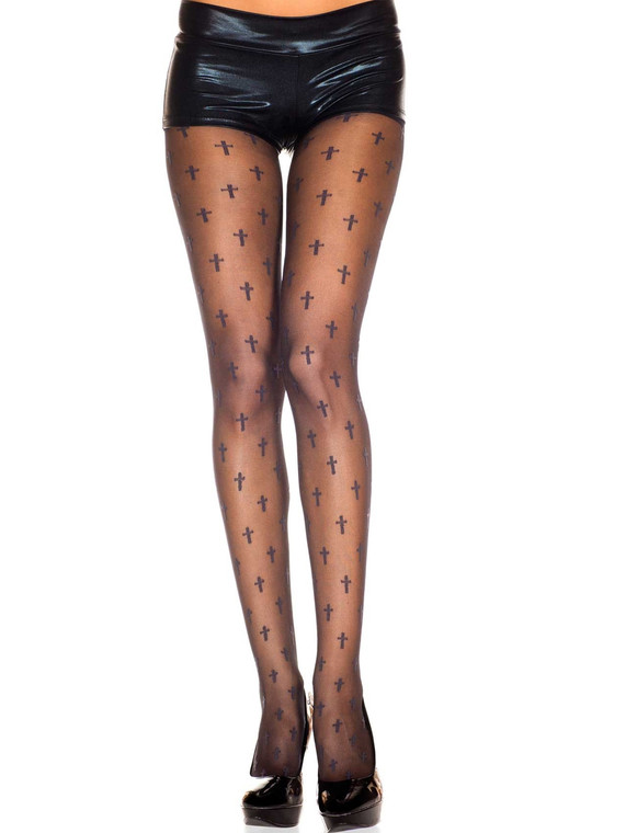 Cross Print Pantyhose