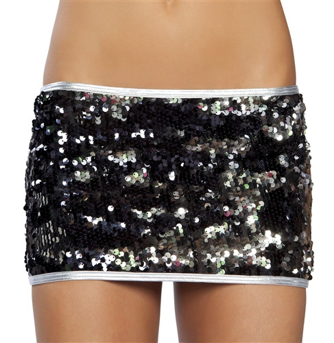 Two-Tone Sequined Mini Skirt