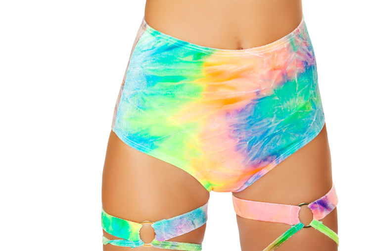 High Waisted Velvet Tie Dye Shorts