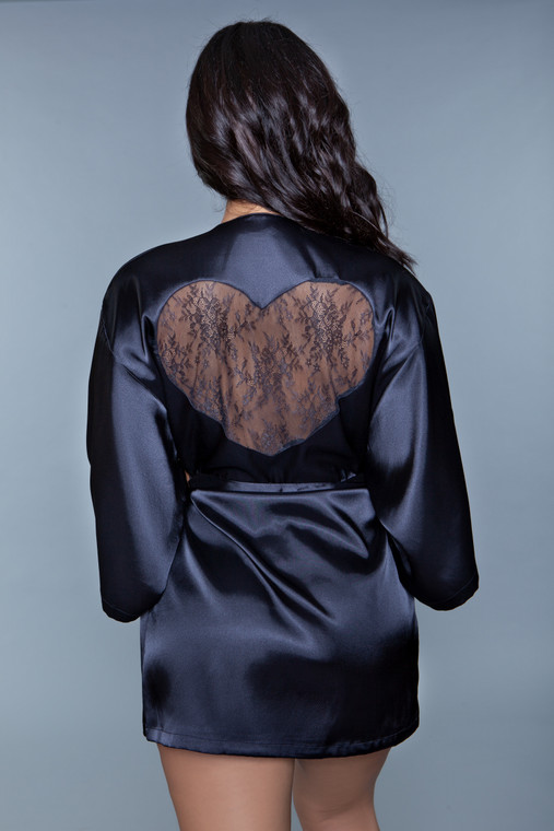 Satin and Lace Heart Short Robe