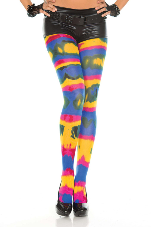 Rainbow Tie Dye Spandex Pantyhose