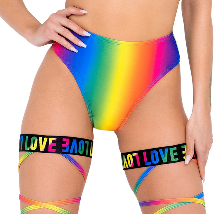 Rainbow High Waisted Bikini Shorts