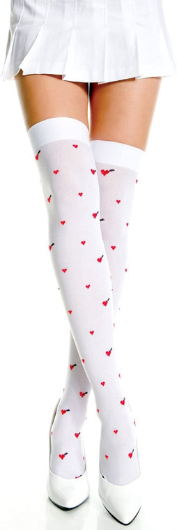 Cupid Hearts & Arrows Opaque Thigh Highs