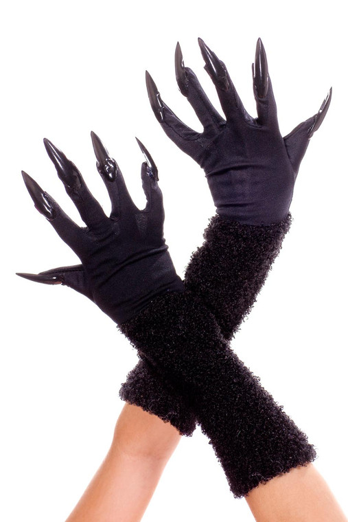 Sharp Claws and Fur Mid-Arm Length Gloves