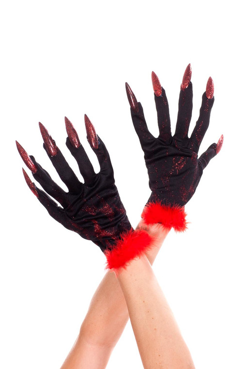 Sharp Claws and Fur Wrist Length Gloves