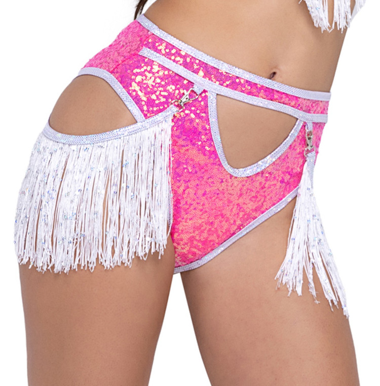 Sequins & Fringe High Waisted Bikini Bottoms