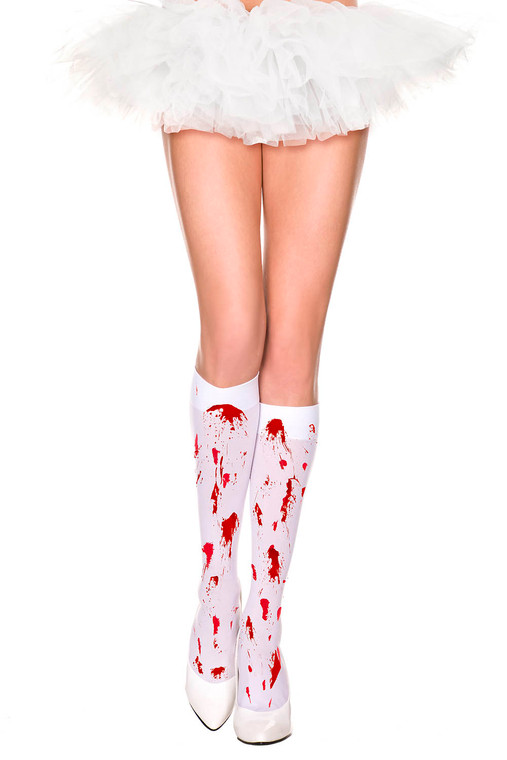 Bloody Splattered Opaque Knee High Stockings