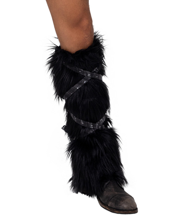 Strappy Faux Fur Leg Warmers