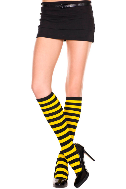 Acrylic Wide Striped Knee High Socks