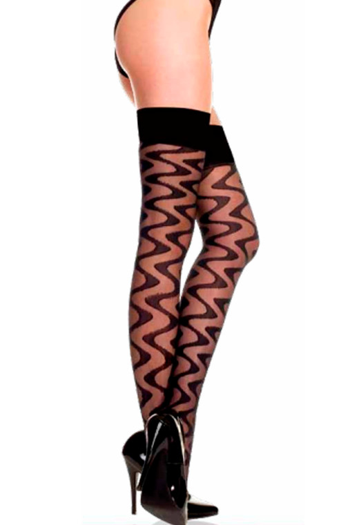 Zigzag Design Thick Top Thigh Highs