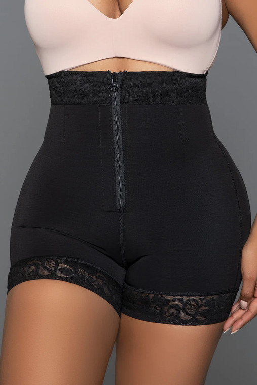 High Waist Lace Trim Butt Lifting Shaper Shorts