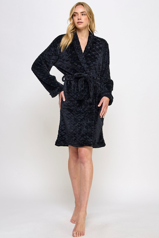 Jacquard Plush Knee Length Robe