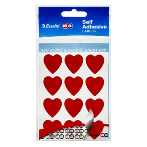 QUIK STIK FLAT PACK STICKERS Heart 48 Labels Red