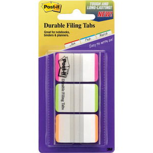 POST-IT DURABLE TABS 686L-PGO Index & File White/Pink Green Orange, Pk66