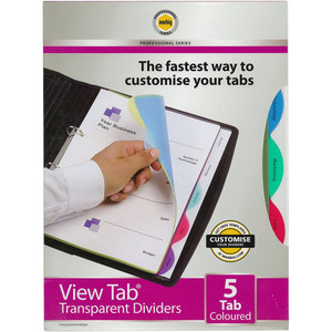 MARBIG PROFESSIONAL SERIES VIEW TAB DIVIDERS 5 Tab Coloured A4