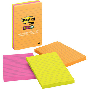 POST-IT 660-3SSUC SUPER STICKY NOTES Ultra Colour Lined 98x149 Assorted Pack of 3