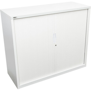 GO TAMBOUR DOOR CUPBOARD White Satin H1200xW1200xD470mm (SHELVES SOLD SEPARATELY)