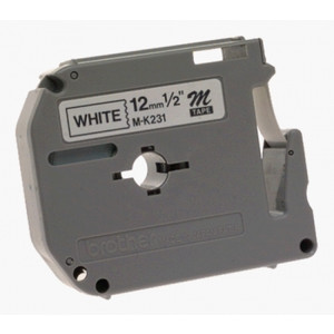BROTHER MK-231 12MM BLACK TEXT ON WHITE TAPE P-TOUCH TAPE