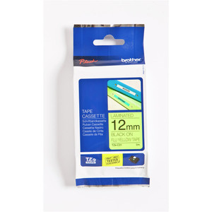 BROTHER TZE-C31 PTOUCH TAPE 12mm x 8mtr Black On Flouro Yellow