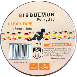 BIBBULMUN OFFICE TAPE 18mmX66m Clear Roll