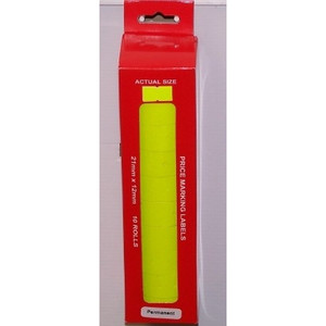Yellow Removable 21mm x 12mm Price Gun Labels Box of 10 PGL053HP