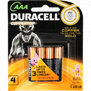 DURACELL ALKALINE BATTERIES CARDED AAA Card of 4