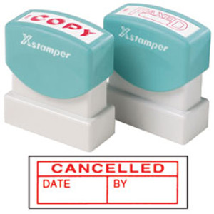 XSTAMPER - 1 COLOUR - TITLES A-C 1540 CANCELLED/DATE/BY RED