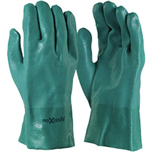 Maxisafe Chem Resistant Gloves Chemical Resistant Glove Green PVC Double Dipped 27cm