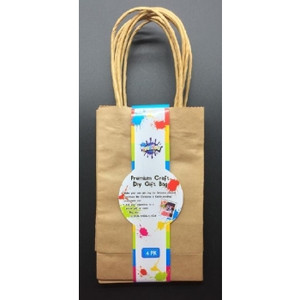 CRAFT DIY BROWN GIFT BAGS 16.4cm x 10.5cm x 5cm Ctn96 (24 x Pk4)