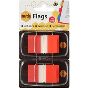 MARBIG FLAGS COLOURED TIP Red (Pack of 2)
