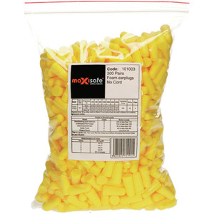 MAXISAFE DISPOSABLE EARPLUGS Uncorded Class 5 27dB Pack Of 300