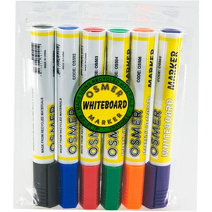 OSMER BULLET POINT WHITEBOARD MARKERS - 6 COLOURS