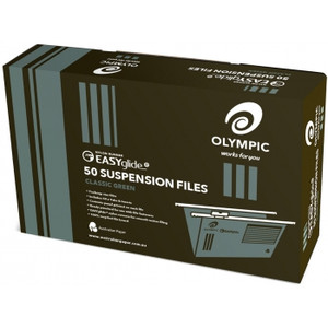 Olympic EasyGlide Suspension File Recycled Foolscap with Tabs & Inserts - Green Box of 50 (192516)