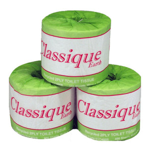 CLASSIQUE EARTH RECYCLED Toilet rolls 2ply 400 Sheet Carton of 48 rolls 01C400R