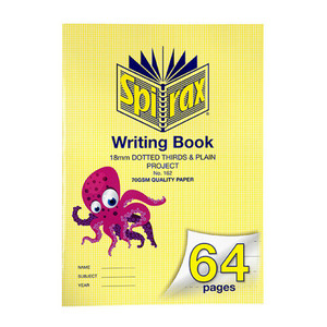 SPIRAX 162 WRITING BOOK 64PG 18MM DOTTED THIRDS PROJ 70gsm