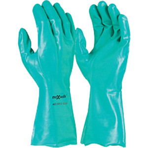 Maxisafe Chem Resistant Gloves Green Nitrile Chemical Glove 33cm, Medium