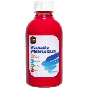 EC WASHABLE WATERCOLOUR PAINTS 250ml Red